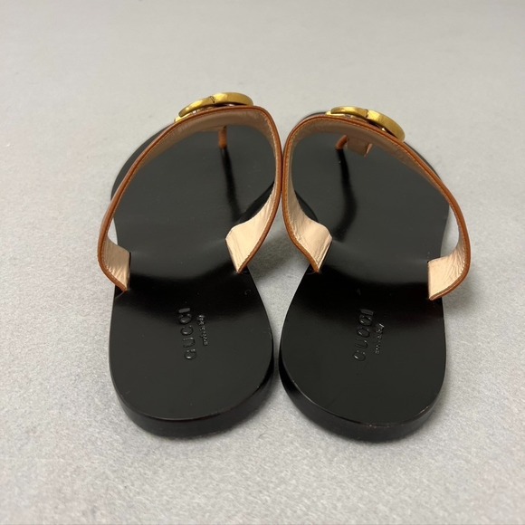 Gucci Double G Logo Leather Thong Sandal Womens 40 US 9 Summer Beach - Picture 6 of 16